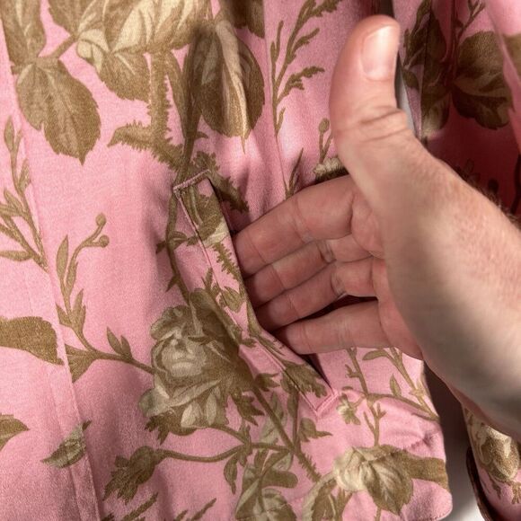 Villager Liz Claiborne Jacket Women's Large Pink Floral Button Up Stretch Cotton - Picture 5 of 10